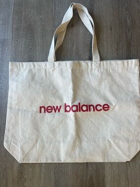New Balance Cream Canvas Tote with Red Logo